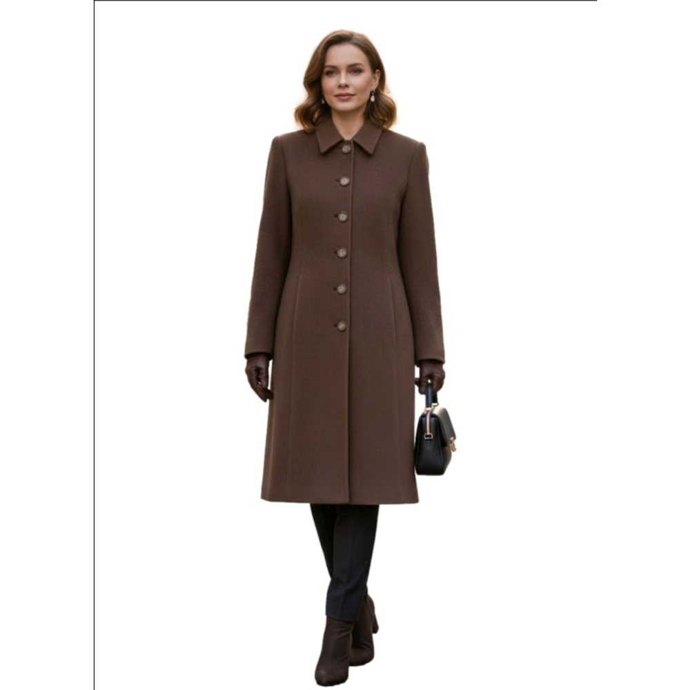 Women's Alpaca Ella Fashion Brown Long Coat M